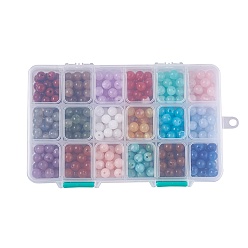 (52) Непрозрачная лаванда 18 цветные акриловые имитационные драгоценные камни, круглые, разноцветные, 8 мм, Отверстие: 2 мм, о 30 шт / цвет, 540 шт / коробка