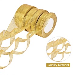 Gold Glitter Metallic Ribbon, Sparkle Ribbon, Gold, 3/8 inch(9~10mm), about 25yards/roll, 10rolls/group