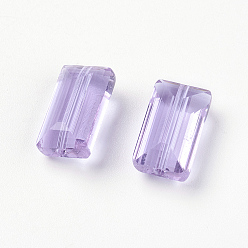 Lilac Imitation Austrian Crystal Beads, Grade AAA, Faceted, Rectangle, Lilac, 4.55x8x3mm, Hole: 0.7~0.9mm