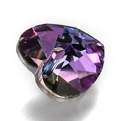 Purple Romantic Valentines Ideas Glass Charms, Faceted Heart Pendants, Purple, 10x10x5mm, Hole: 1mm