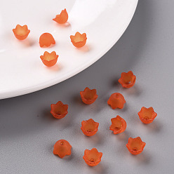 Оранжевый Прозрачные акриловые шарики, Цветок тюльпана, ландыш, матовые, оранжевые, 10x6 мм, отверстие : 1.5 мм, Около 2100 шт / 500 г