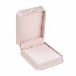Розовый Искусственная кожа кулон подарочные коробки, с железной и пластиковой пуговицей из искусственного жемчуга и бархатом внутри, для свадьбы, футляр для хранения ювелирных изделий, туманная роза, 10x7.5x4 см