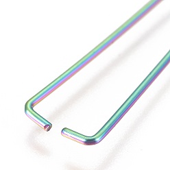Rainbow Color Ионное покрытие (ip) 304 скобы ледоруба из нержавеющей стали, зажимы для бисера, Радуга цветов, 27x8x1 мм, штифты : 1 мм