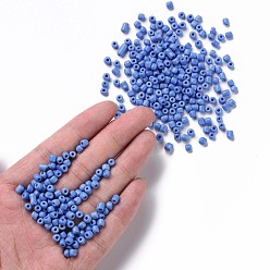 Bleu Bleuet Perles de rocaille en verre, opaque graine de couleurs, petites perles artisanales pour la fabrication de bijoux bricolage, ronde, bleuet, 4mm, Trou: 1.5 mm, environ 4500 pcs / livre