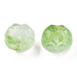 Light Green Transparent Spray Painted Glass Beads, Flower, Light Green, 9x13x13mm, Hole: 1.6mm