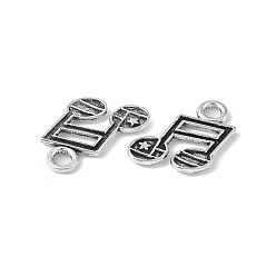 Antique Silver Tibetan Style Alloy Pendants, Cadmium Free & Lead Free, Musical Note, Antique Silver, 19x13x1.5mm, Hole: 3mm