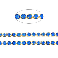 Капри Синий Цепочки из стразов, латунь , Цепочки со стразами в форме чашки , подражать светящемуся стилю, сырой (без покрытия), Капри синий, 2x2 мм, около 23.62 футов (7.2 м) / прядь