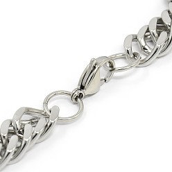 Stainless Steel Color Fashionable 304 Stainless Steel Cuban Link Chain Bracelets, with Lobster Claw Clasps, Faceted, Stainless Steel Color, 8-5/8 inch(220mm), 10mm