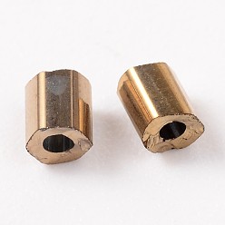 Copper Plated Plated Glass Bugle Beads, Metallic Colours,Copper Plated, 2~3x2mm, Hole: 1mm, about 450g/bag, 20000pcs/bag