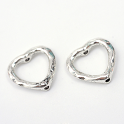 Antique Silver Tibetan Style Alloy Heart Bead Frames, Cadmium Free & Lead Free, Antique Silver, 13.5x14x3mm, Hole: 1mm, about 1425pcs/1000g