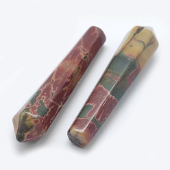 Picasso Jasper Natural Polychrome Jasper/Picasso Stone/Picasso Jasper Pointed Beads, Healing Stones, Reiki Energy Balancing Meditation Therapy Wand, Bullet, Undrilled/No Hole Beads, 50.5x10x10mm