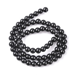 Noir Synthétiques pierre noire brins de perles, teint, ronde, noir, 6mm, Trou: 0.8mm, Environ 62 pcs/chapelet, 14.5~15 pouce
