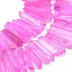 Фиолетовый Крашеные природный кварц нитей кристалл самородок из бисера, фиолетовые, 22~51x7~9x6~7 мм, отверстие : 1 мм, около 59~62 шт / нитка, 15.3 дюйм