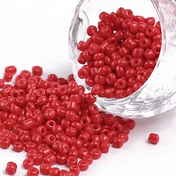 Red Baking Paint Glass Seed Beads, Red, 8/0, 3mm, Hole: 1mm, about 1111pcs/50g, 50g/bag, 18bags/2pounds