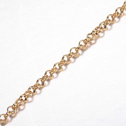 Golden Ion Plating(IP) 304 Stainless Steel Rolo Chains, Belcher Chain, Unwelded, with Spool, for Jewelry Making, Golden, 3x1mm, about 32.8 Feet(10m)/roll