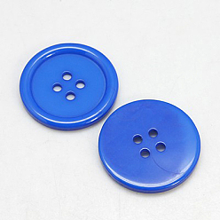 Dodger Blue Resin Buttons, Dyed, Flat Round, Dodger Blue, 30x3mm, Hole: 3mm, 98pcs/bag