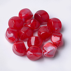 Crimson Acrylic Beads, Imitation Gemstone Style, Nuggets, Crimson, 15.5x12x12mm, Hole: 1.8mm, about 310pcs/500g