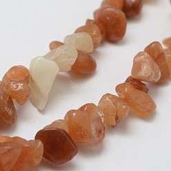 Salmon Natural Red Aventurine Beads Strands, Chip, Salmon, 3~5x7~13x2~4mm, Hole: 0.4mm, about 31.5 inch(80cm)