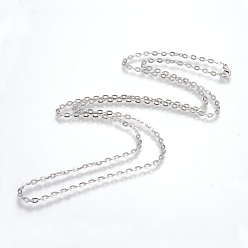 Платина Изготовление ожерелий из железных тросовых цепей, с омаром застежками, несварные, платина, 27.5 дюйм (70 см)