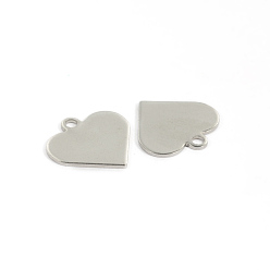Stainless Steel Color 304 Stainless Steel Charms, Heart, Tag Charms, Stainless Steel Color, 15.5x16x1mm, Hole: 2mm