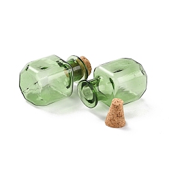 Sea Green Square Glass Cork Bottles Ornament, Glass Empty Wishing Bottles, DIY Vials for Pendant Decorations, Sea Green, 1.4x1.4x2.3cm