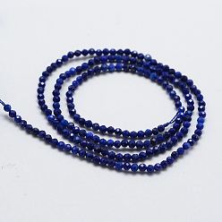 Lapis Lazuli Natural Lapis Lazuli Bead Strands, Round, Faceted, Grade AA, 4mm, Hole: 0.5mm, about 103~110pcs/strand, 15.3 inch(39cm)