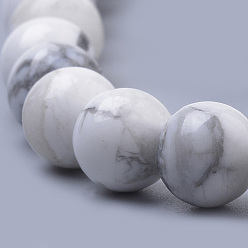 Howlite Natural Howlite Beads Strands, Round, 10mm, Hole: 1mm, about 40pcs/strand, 15.7 inch