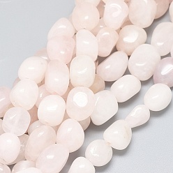 Quartz Rose Naturel a augmenté perles de quartz brins, nuggets, pierre tombée, 12~20x11~17mm, Trou: 1.2mm, Environ 25~28 pcs/chapelet, 16.1 pouce (41 cm)