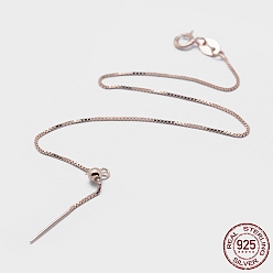 Rose Gold 925 Sterling Silver Bracelet Making, with Spring Ring Clasps, with 925 Stamp, Rose Gold, 7-5/8 inch(194mm)x1mm, Hole: 1mm, Pin: 0.8mm