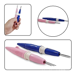 Pearl Pink Felting Needles Tool with 3Pcs Needle, Wool Felt Punch Needles Tool, with ABS Plastic Handle, Pearl Pink, 153mm