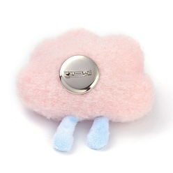 Pink Cartoon Cloud Non Woven Fabric Brooch, PP Cotton Plush Doll Brooch for Backpack Clothes, Pink, 102x106x52mm