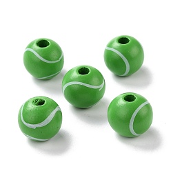 Tennis Natural Wood Beads, Dyed, Round, Tennis Pattern, 15.5x14.5mm, Hole: 3.2mm