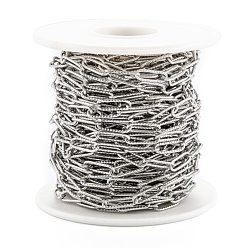 Stainless Steel Color 304 Stainless Steel Paperclip Chains, Soldered, with Spool, Stainless Steel Color, 66x61mm, 12x4x1mm, about 32.8 Feet(10m)/roll