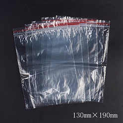 Rouge Sacs en plastique à fermeture éclair, sacs d'emballage refermables, joint haut, sac auto-scellant, rectangle, rouge, 19x13 cm, épaisseur unilatérale : 1.3 mil(0.035mm)