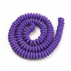 Medium Purple Handmade Polymer Clay Beads Strands, Flat Round, Medium Purple, 8.5~9x3.5mm, Hole: 1.6mm, about 112pcs/strand, 15.75 inch~16.14 inch(40~41cm)