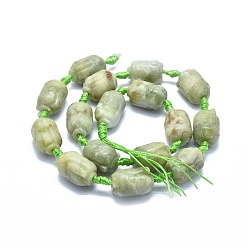 Xiuyan Jade Naturelles perles de jade Xiuyan brins, colonne, 18~20x13.5~14x13~14mm, Trou: 2.5mm, Environ 16~18 pcs/chapelet, 16.9 pouces ~ 17.1 pouces (43~43.5 cm)