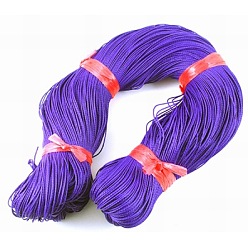 Mauve Round Waxed Polyester Cord, Taiwan Waxed Cord, Twisted Cord, Mauve, 1mm, about 415.57 yards(380m)/bundle