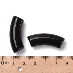 Черный Непрозрачные акриловые бусины, изогнутая трубка, чёрные, 34.5x13x11 мм, отверстие : 3.5 мм, Около 155 шт / 500 г