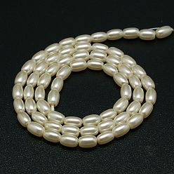 Wheat Eco-Friendly Glass Pearl Barrel Beads Strands, Grade A, Wheat, 9x6mm, Hole: 1mm, about 45pcs/strand, 16.3 inch