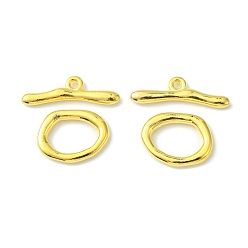 Golden Alloy Toggle Clasps, Cadmium Free & Nickel Free & Lead Free, Golden, Size: Oval: about 16mm wide, 21mm long, 3mm thick, Bar: about 9mm wide, 29mm long, hole: 2mm