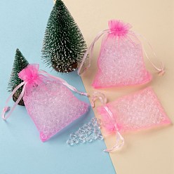 Pink 5 Style Organza Gift Bags with Drawstring, Jewelry Pouches, Wedding Party Christmas Favor Gift Bags, Pink, 100pcs/bag
