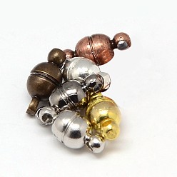 Mixed Color Round Brass Magnetic Clasps with Loops, N35 Grade Strong Magnet, Oval, Mixed Color, 11x5mm, Hole: 1mm