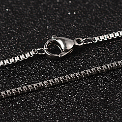 Mixed Color 304 Stainless Steel Box Chain Necklaces, with Lobster Claw Clasps, Mixed Color, 17.7 inch(45cm), 1.5mm