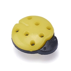Mixed Color Plastic Sewing Buttons, Ladybug Shape, 1-Hole, Mixed Color, 15x13x4mm, Hole: 3x2mm