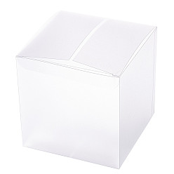 Blanco Caja de regalo de regalo de caramelo de rectángulo de pvc esmerilado, para la caja de embalaje de la fiesta de bienvenida al bebé del banquete de boda, blanco, 11x11x11 cm