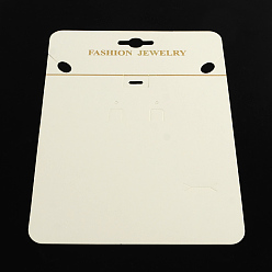 White Rectangle Shape Cardboard Necklace Display Cards, White, 190x140x0.8mm