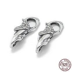 Antique Silver Thailand 925 Sterling Silver Lobster Claw Clasps, Animals, Antique Silver, 25x10x7mm, Hole: 4mm and 5.5mm