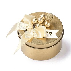 Goldenrod Tinplate Storage Box, Jewelry Box, for Dry Storage, Spices, Tea, Candy, Party Favors, Round, Goldenrod, 7.9x6.6cm, Inner Diameter: 72.5mm