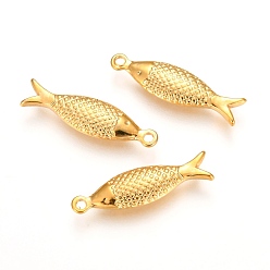 Golden 304 Stainless Steel Pendant, Fish, Golden, 21x6x2.5mm, Hole: 1.5mm
