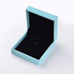 Pale Turquoise Square Velvet Bracelets Boxes, Jewelry Gift Boxes, Flower Pattern, Pale Turquoise, 10.1x10x4.3cm